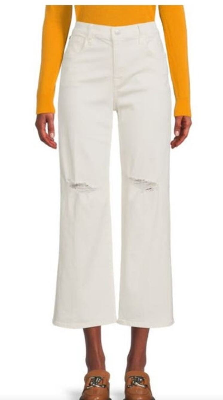 Hudson Jeans Rosalie wide leg distressed beige size 28